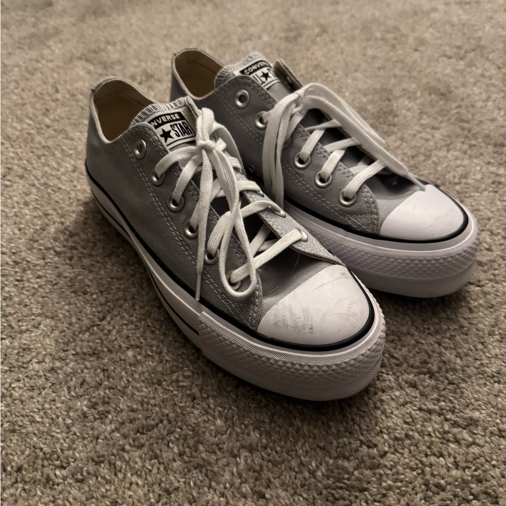 Converse Gray Low-Top Platform Sneakers